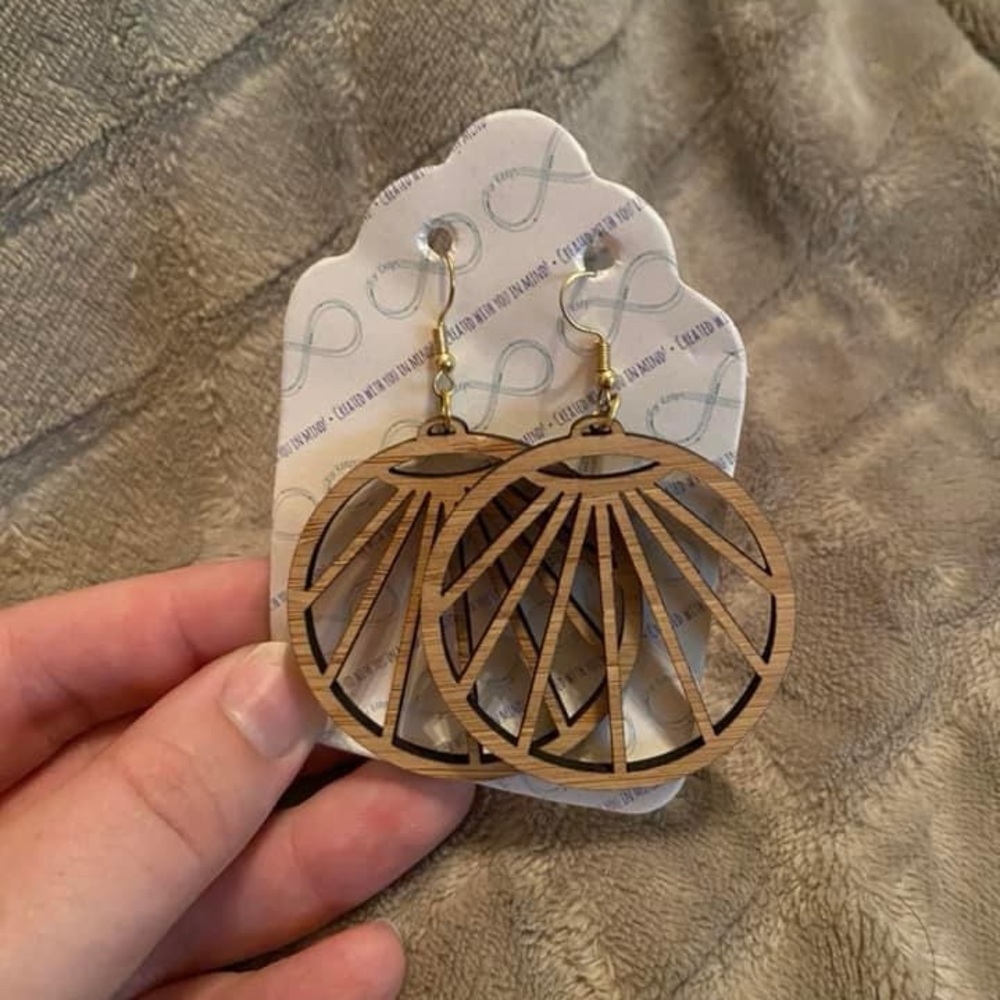Wood circle earrings